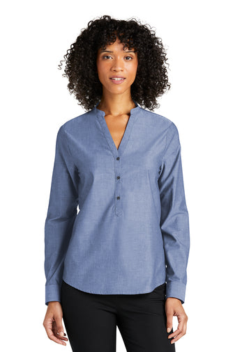 Port Authority Ladies Long Sleeve Chambray Easy Care Shirt - 0