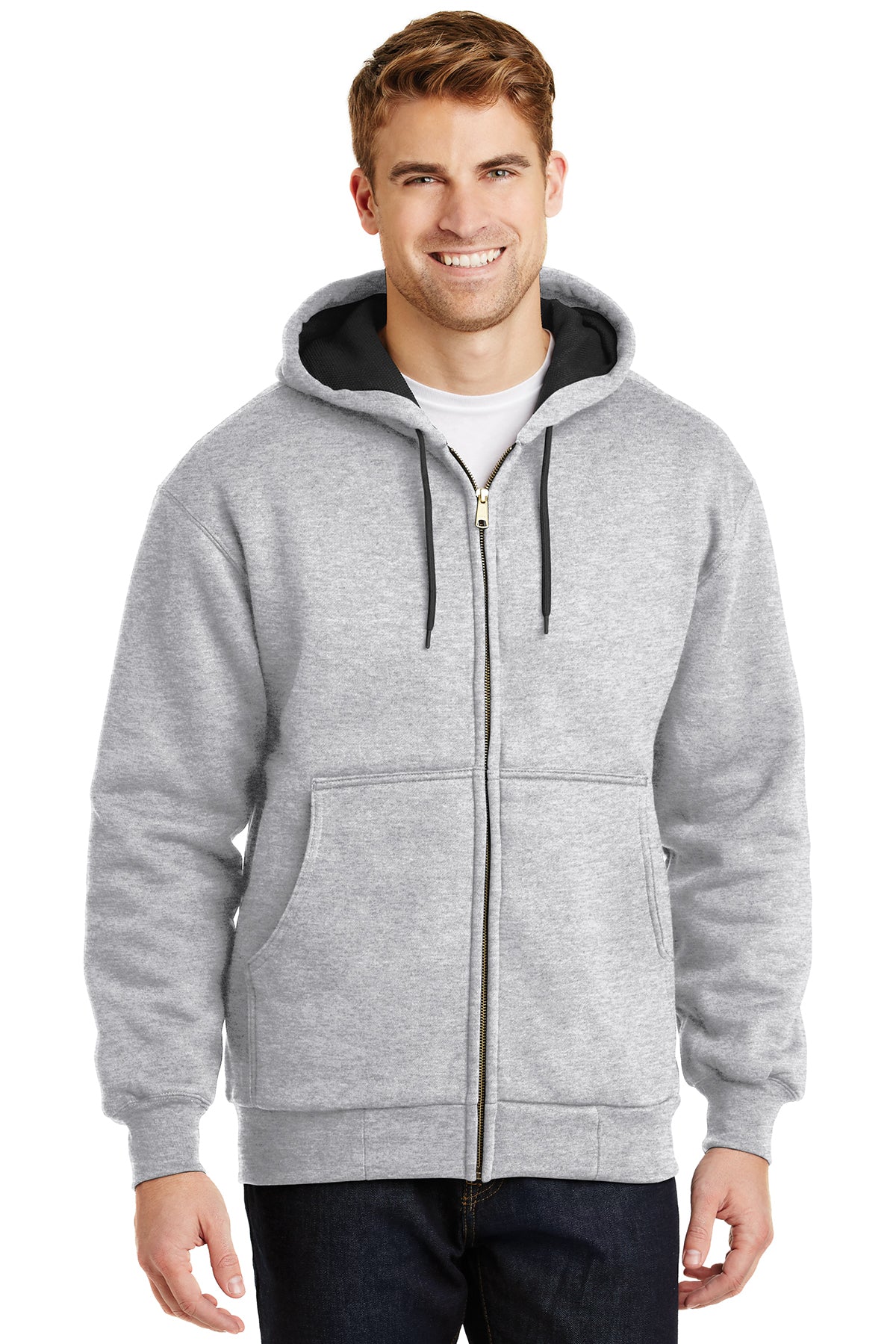 Buy athletic-heather CornerStone Heavyweight Full-Zip Hooded Sweatshirt with Thermal Lining