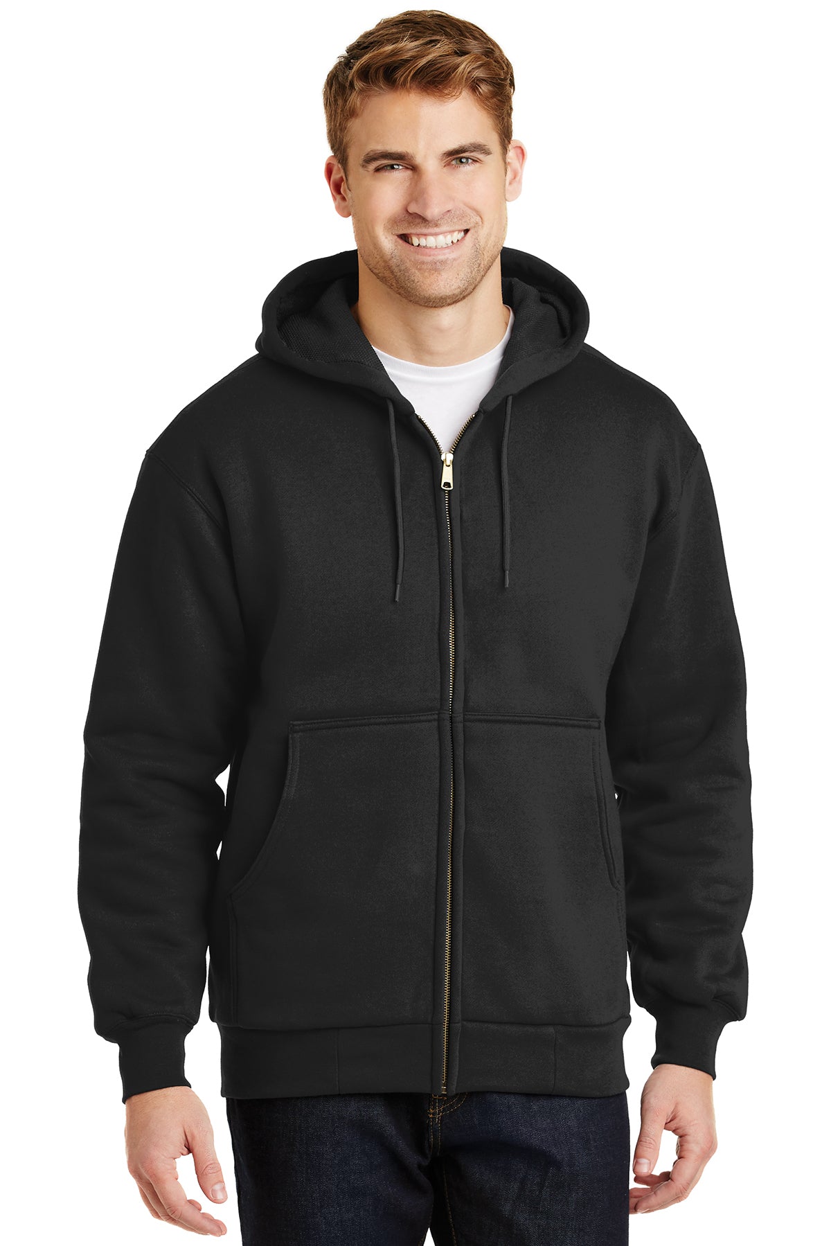 Buy black CornerStone Heavyweight Full-Zip Hooded Sweatshirt with Thermal Lining