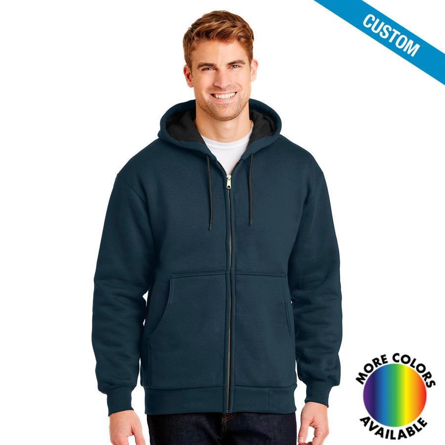 Buy navy CornerStone Heavyweight Full-Zip Hooded Sweatshirt with Thermal Lining