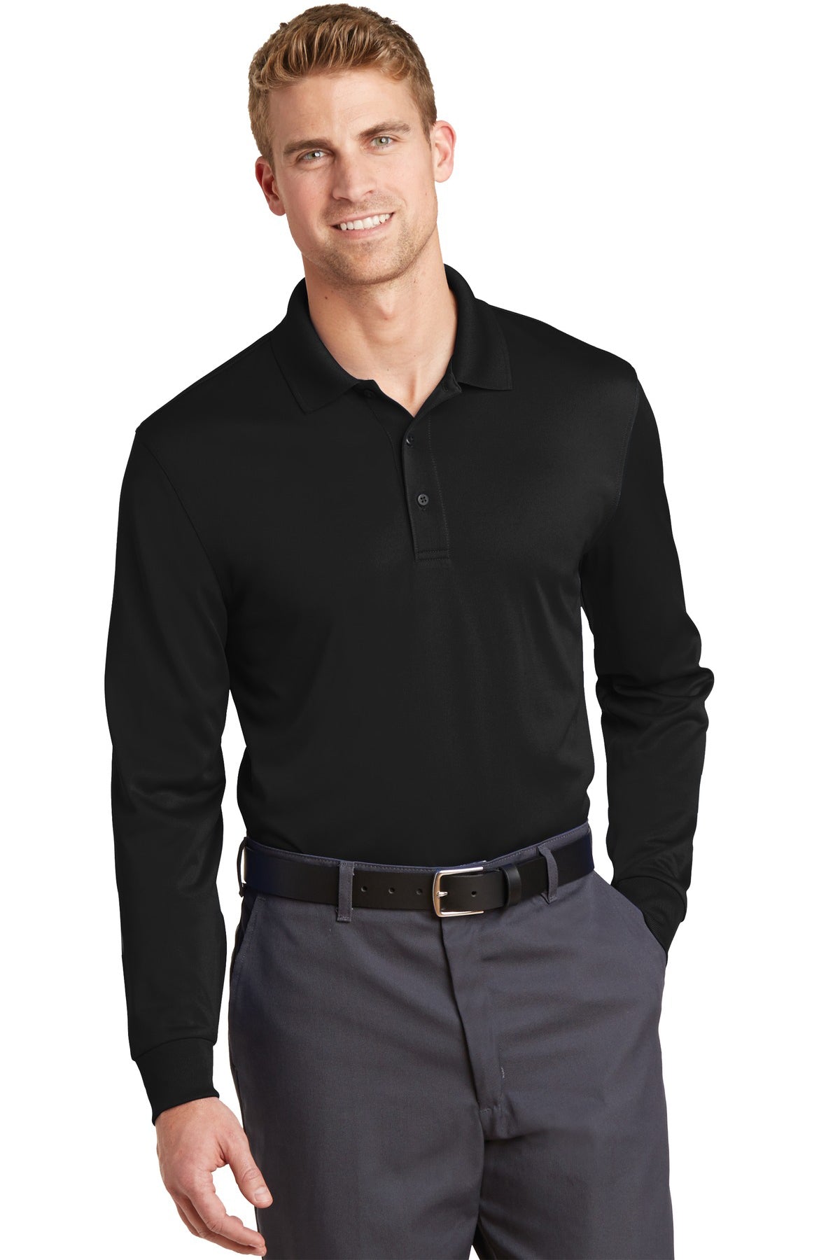 Buy black CornerStone Select Snag-Proof Long Sleeve Polo
