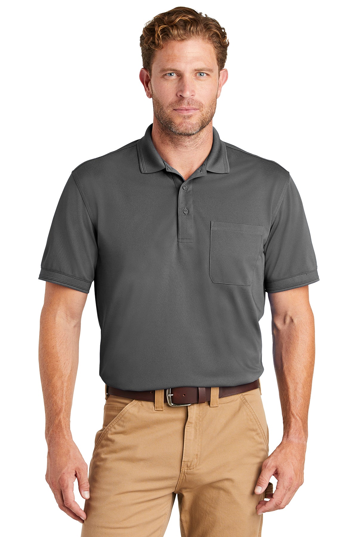 Buy charcoal CornerStone Industrial Snag-Proof Pique Pocket Polo