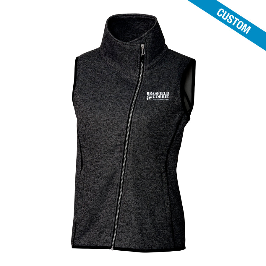 Buy charcoal-heather Cutter &amp; Buck Ladies Mainsail Sweater-Knit Full Zip Vest 1.0