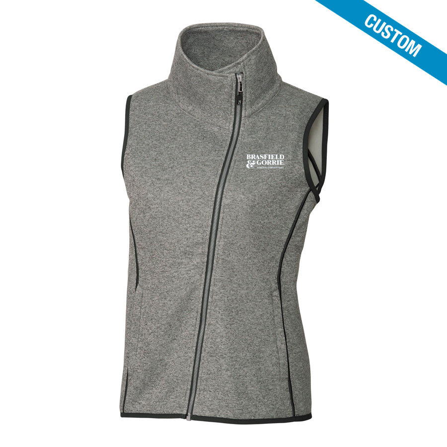 Buy polished-heather Cutter &amp; Buck Ladies Mainsail Sweater-Knit Full Zip Vest 1.0