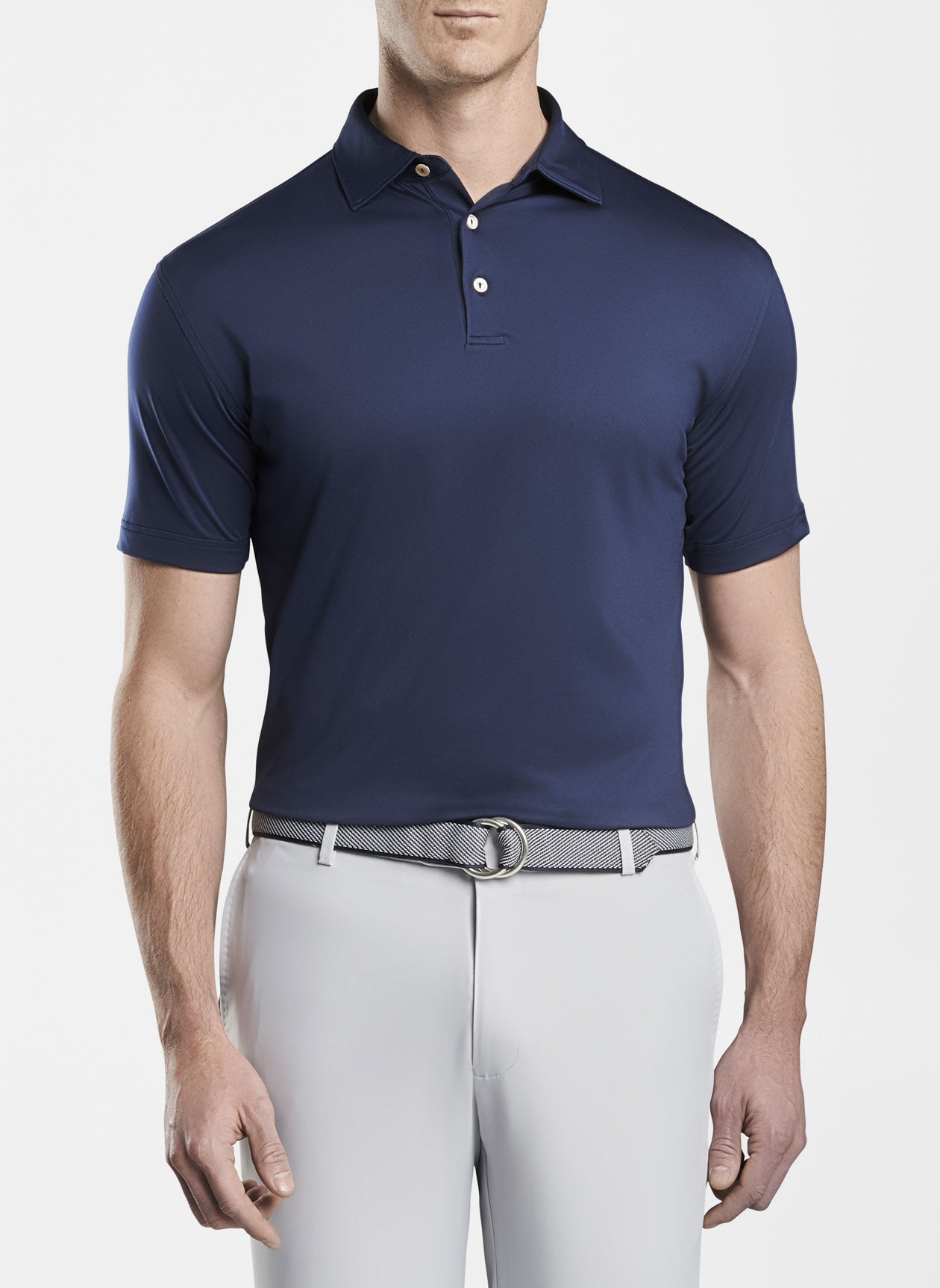 Buy navy Peter Millar Solid Performance Polo