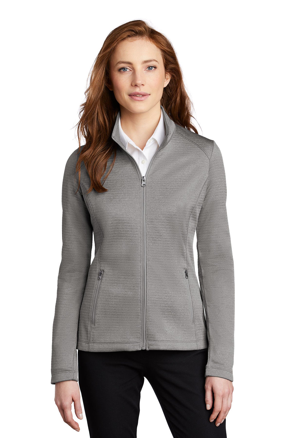 Buy gusty-grey-heather Port Authority Ladies Diamond Heather Fleece Full Zip Pullover